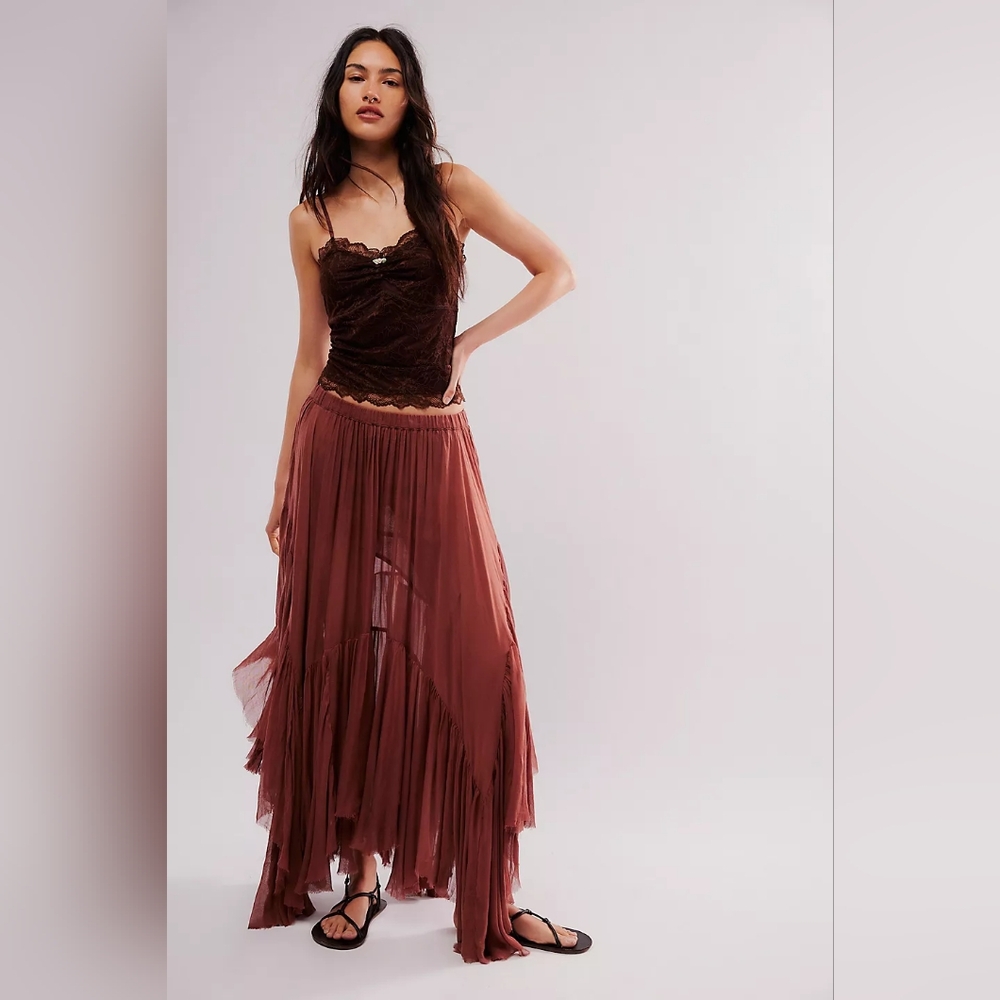Free people one clover skirt in colour  brownie medium